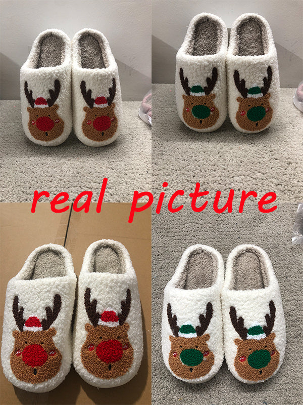 Christmas Shoes Winter Home Slippers Elk Soft Cozy Bedroom Slipper