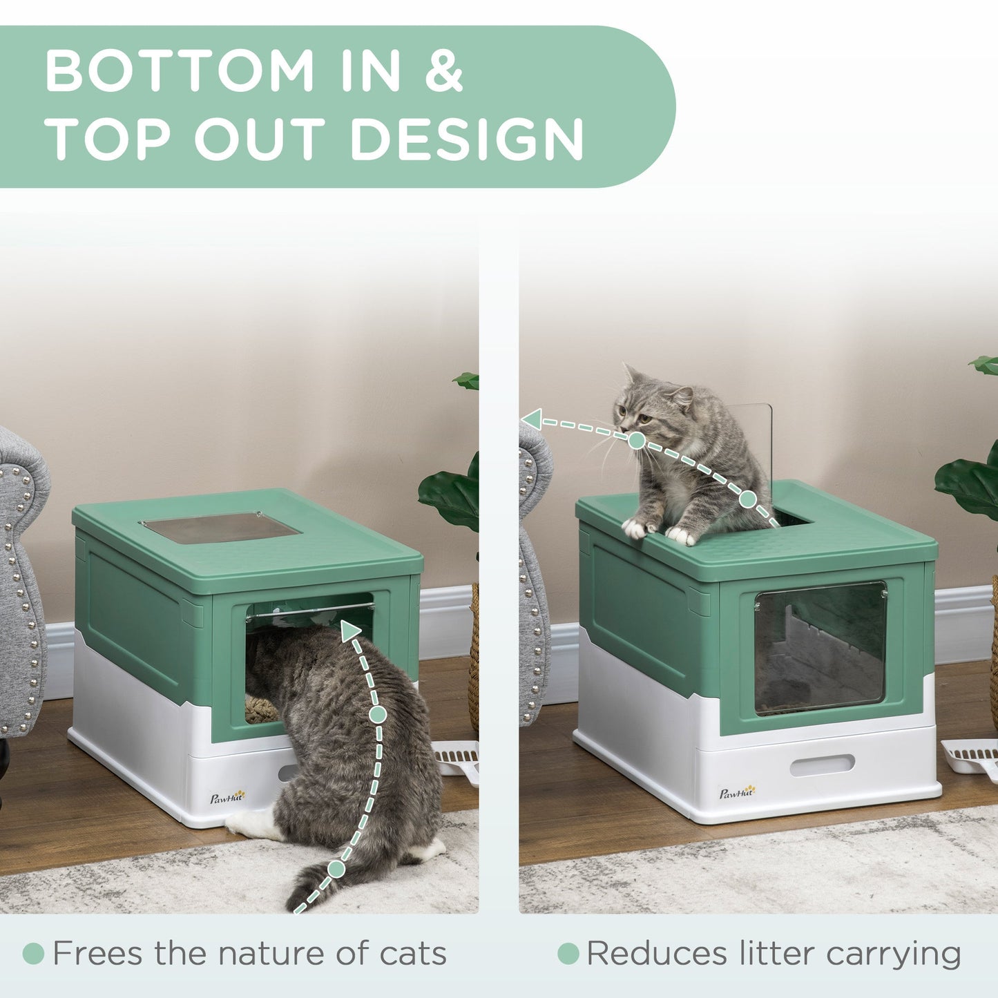 Fully Enclosed Cat Litter Box Portable Pet Toilet With Spoon Large Spa