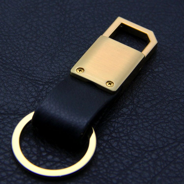 Geometric Leather Keychain