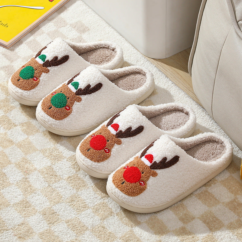 Christmas Shoes Winter Home Slippers Elk Soft Cozy Bedroom Slipper