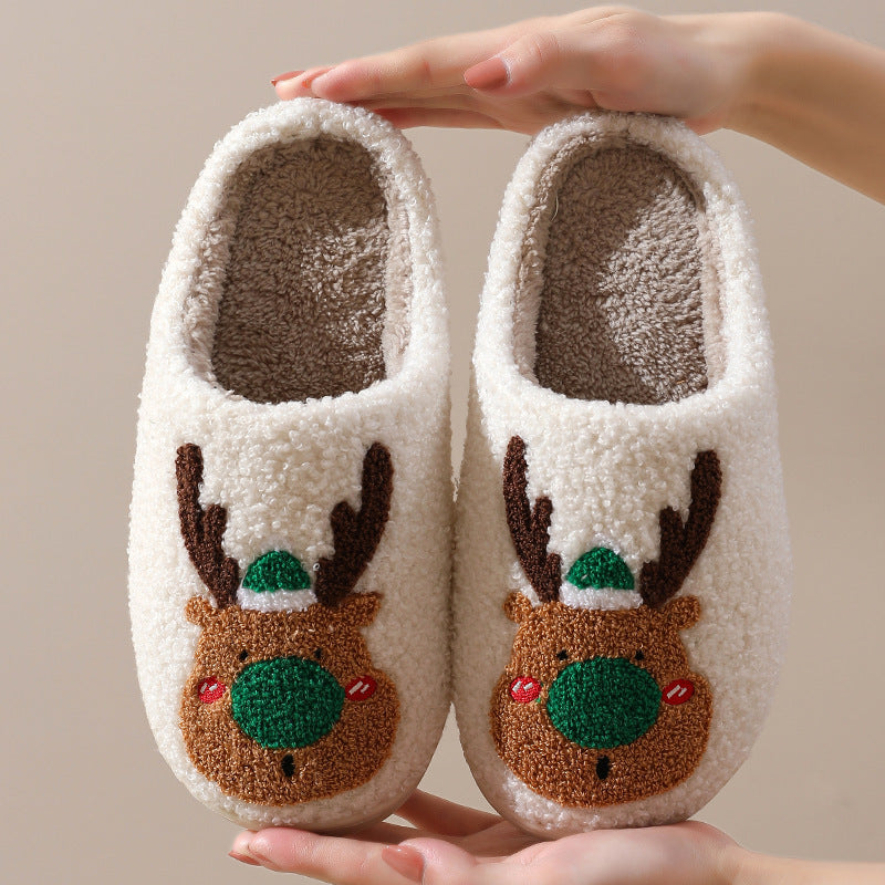 Christmas Shoes Winter Home Slippers Elk Soft Cozy Bedroom Slipper