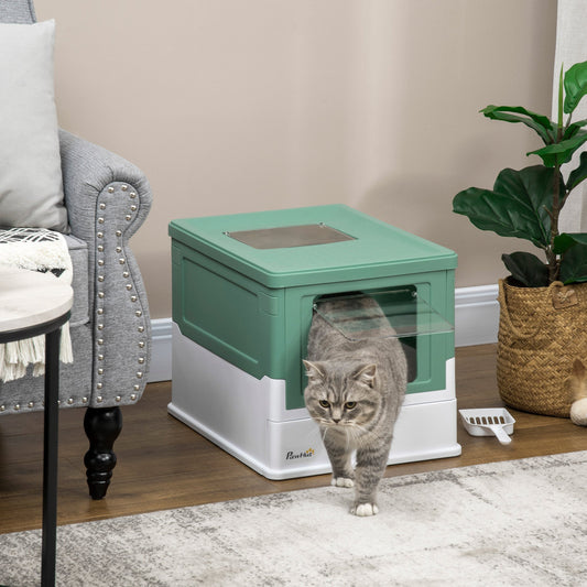 Fully Enclosed Cat Litter Box Portable Pet Toilet With Spoon Large Spa