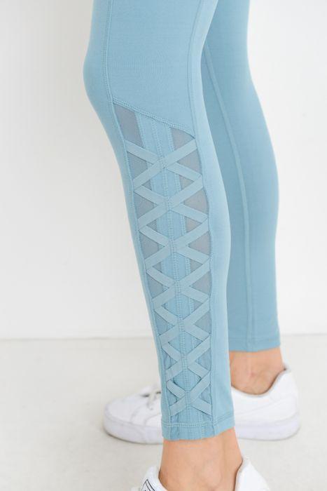 Highwaist Hybrid Mesh & Lattice Straps Full Pocket Leggings