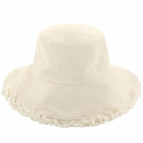 Wide Brim Frayed Bucket Hat