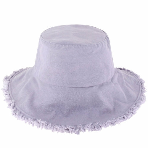 Wide Brim Frayed Bucket Hat