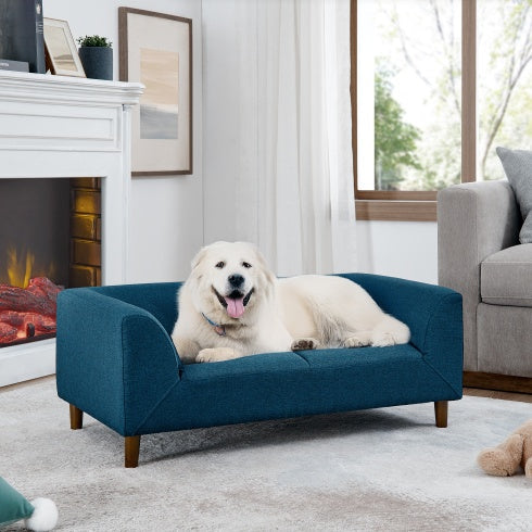 Pet Sofa With Backrest And Armrests, Modern Rectangular Pet Sofa