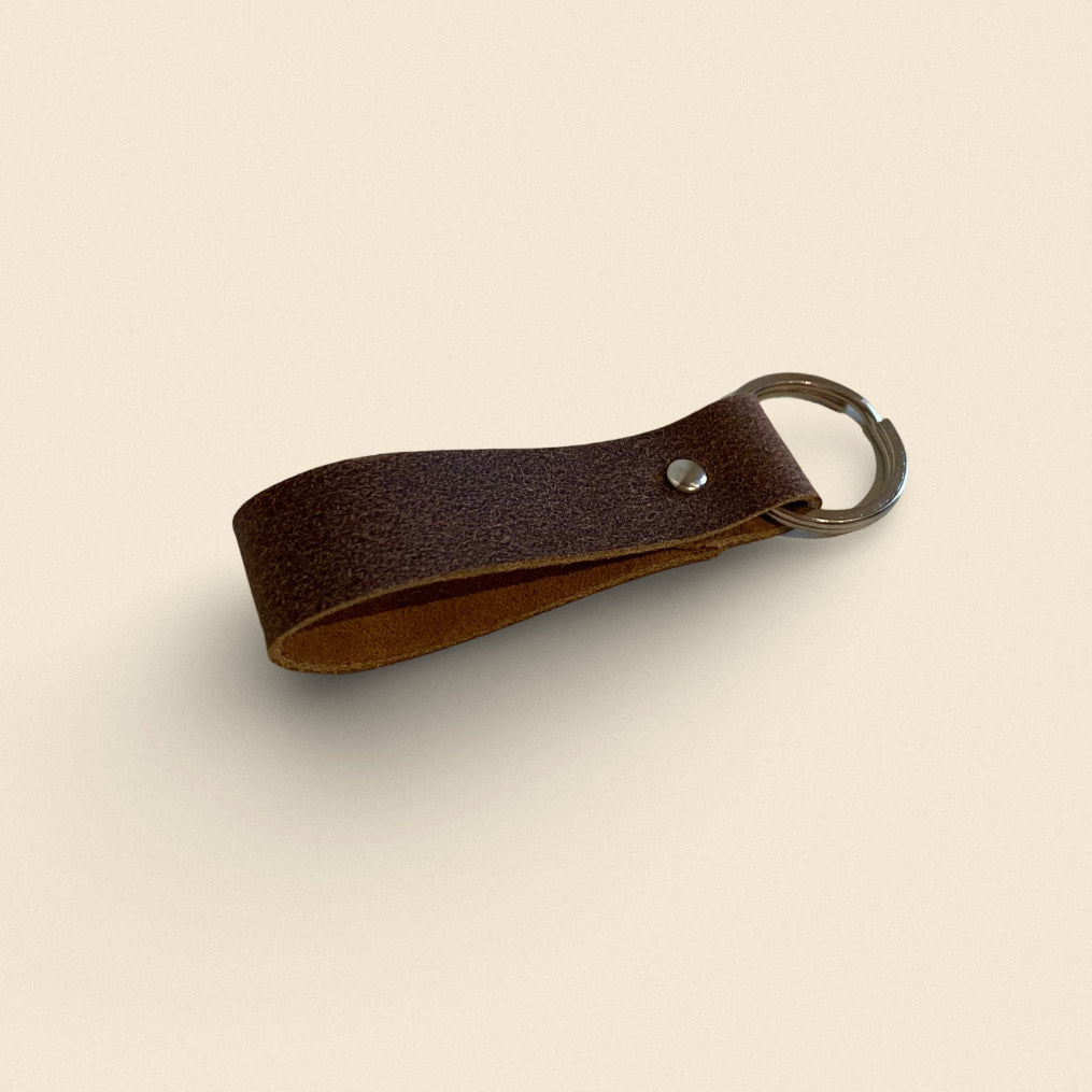 Leather Keychain / Handmade Dark Brown Key Ring Fashion Accessory