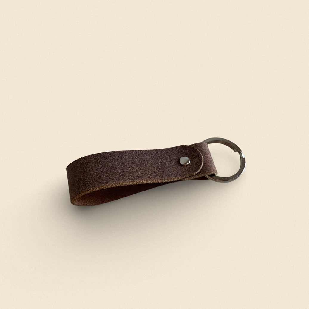 Leather Keychain / Handmade Dark Brown Key Ring Fashion Accessory