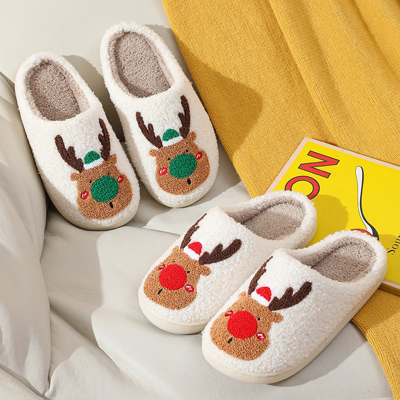 Christmas Shoes Winter Home Slippers Elk Soft Cozy Bedroom Slipper